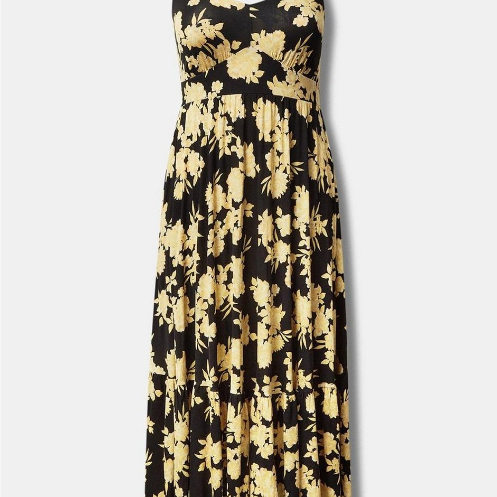 TORRID NWT MAXI SUPER SOFT TIERED DRESS Floral Print Size 1 - Picture 3 of 16